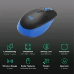 Logitech M190 Wireless Optical Mouse (Blue) - Image 2