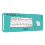 Logitech MK240 Nano Wireless USB Keyboard and Mouse Set, White/Vivid Red - Image 2