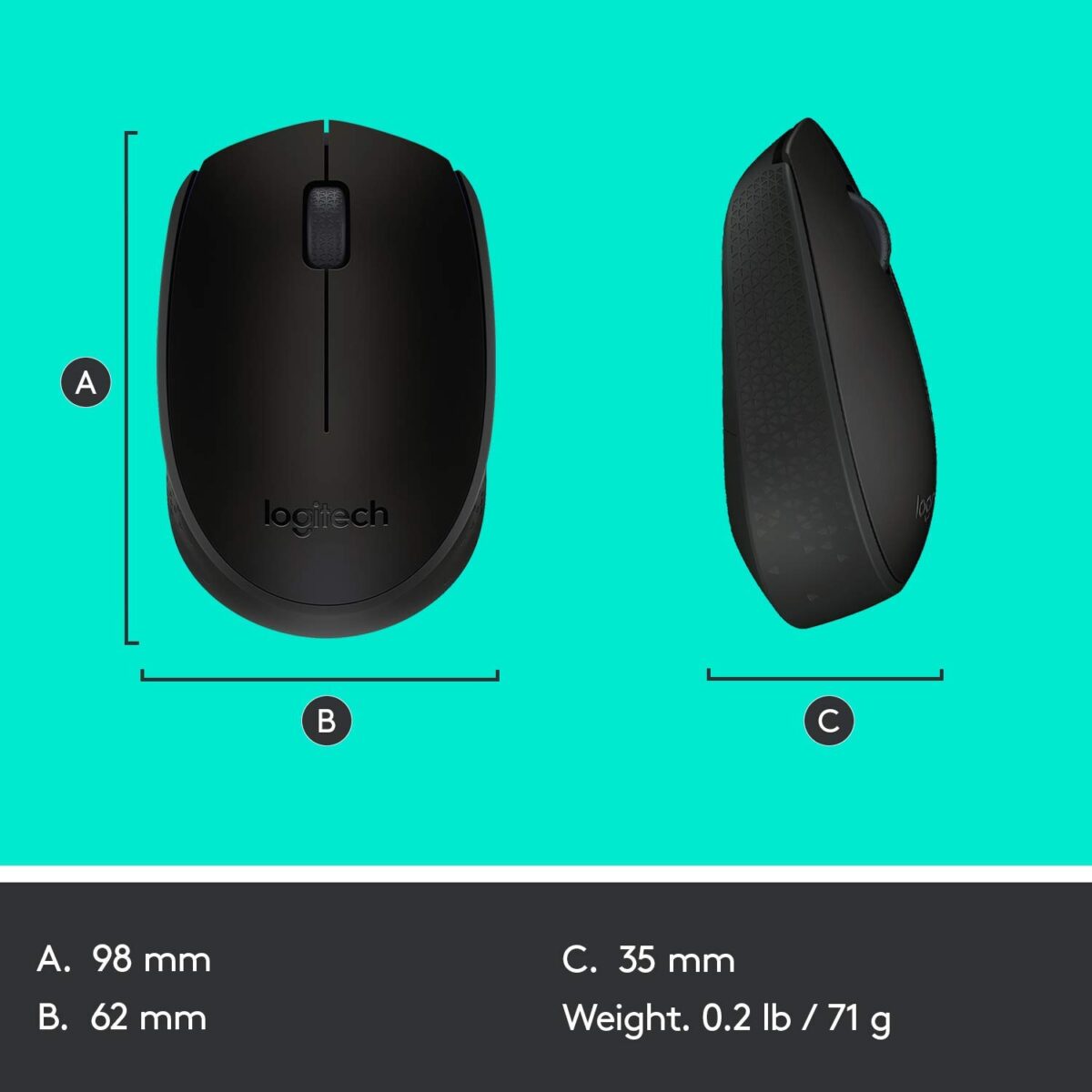 Logitech M171 Wireless Mouse- Black - Image 5