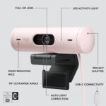 Logitech Brio 500 Full HD Webcam with Auto Light Correction, Rose - Image 3