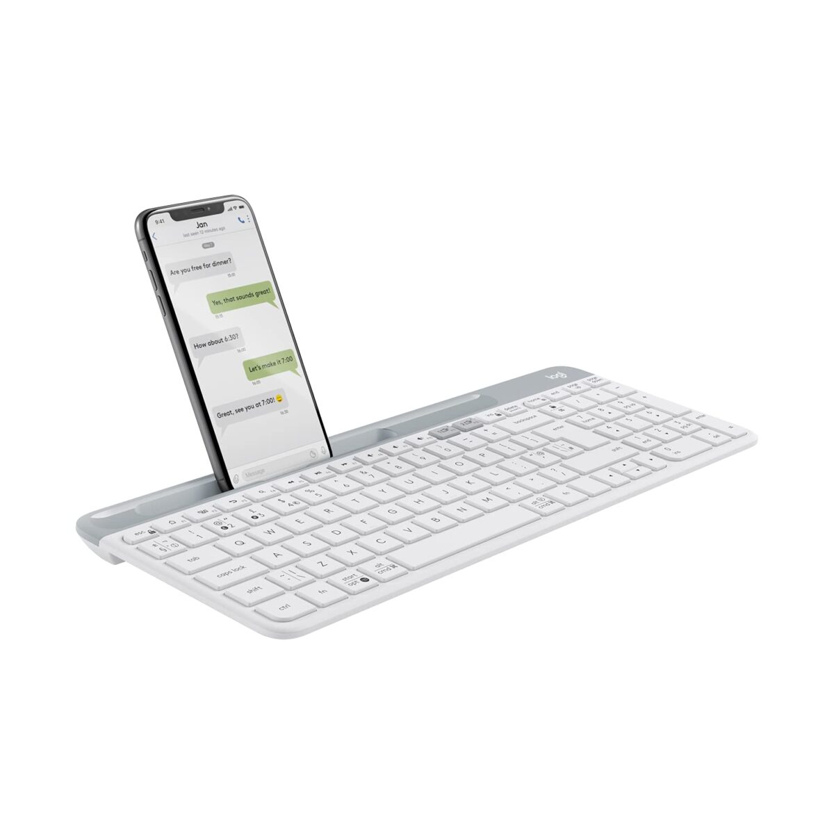 Logitech K580 Slim Multi-Device Wireless Keyboard Bluetooth/Receiver, White - Image 2