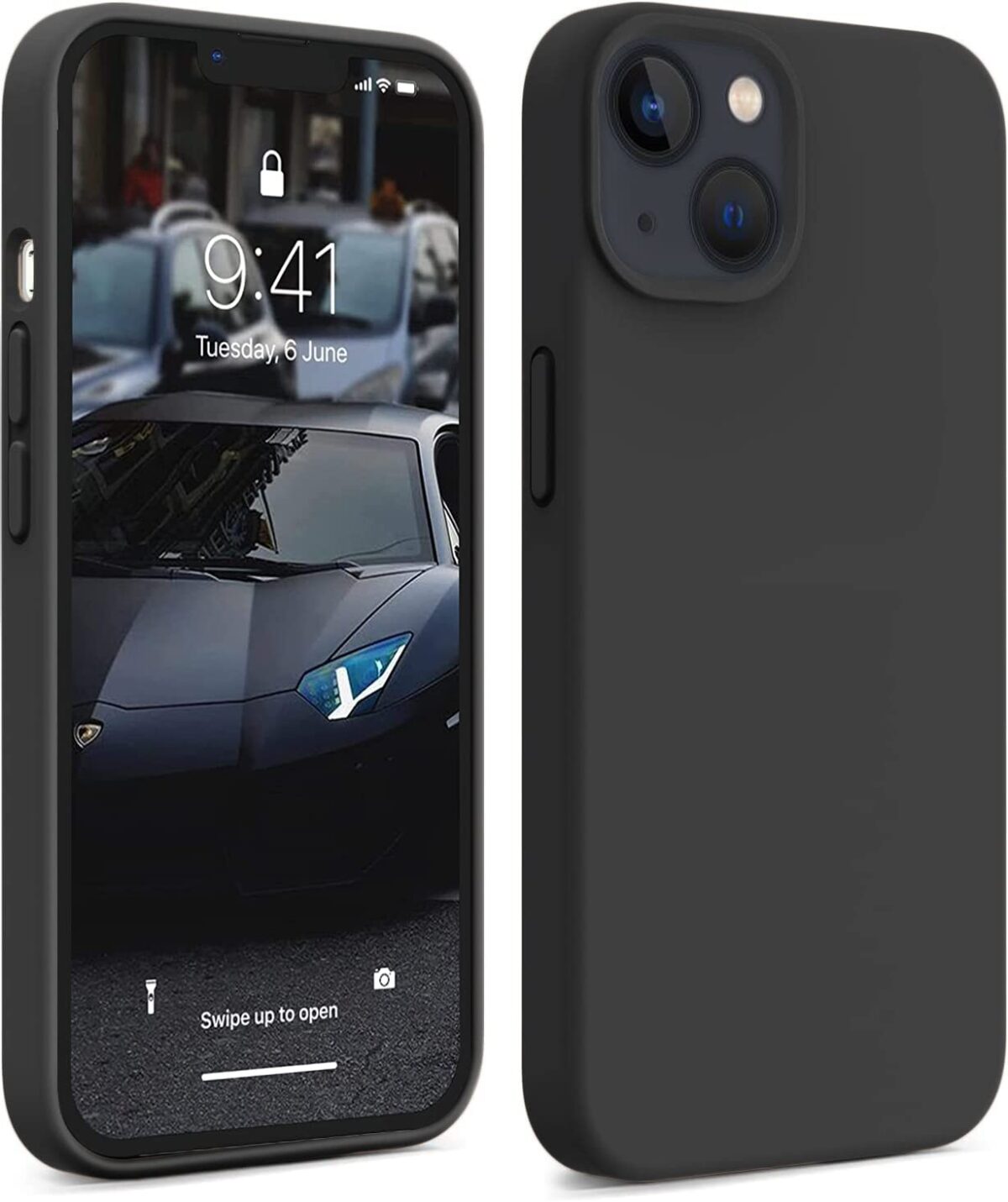 Liquid Silicone Case compatible with iPhone 13, Black - Image 4