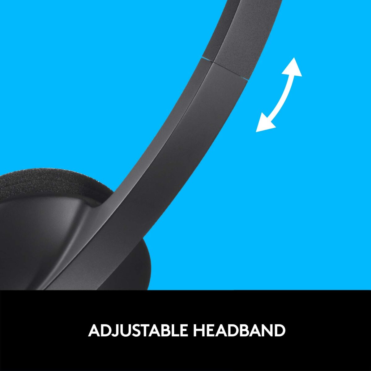 Logitech H340 Stereo Wired Over Ear Headphones, Black - Image 3