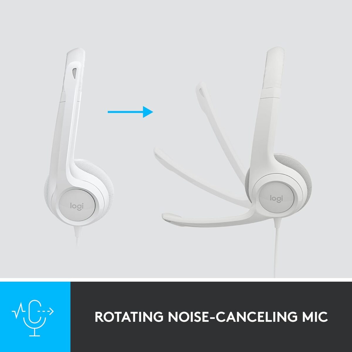 Logitech H390 Wired On Ear Headset for PC/Laptop, White - Image 2