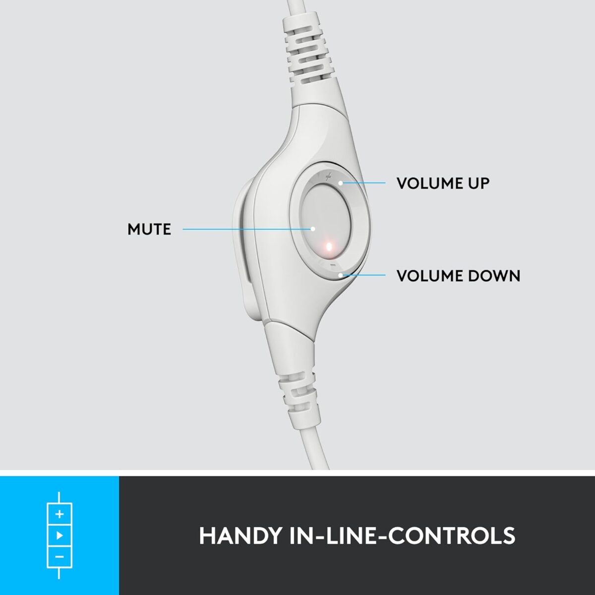 Logitech H390 Wired On Ear Headset for PC/Laptop, White - Image 3