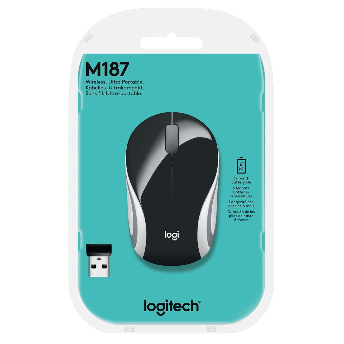 Logitech M187 Ultra Portable Wireless Mouse, Black - Image 2