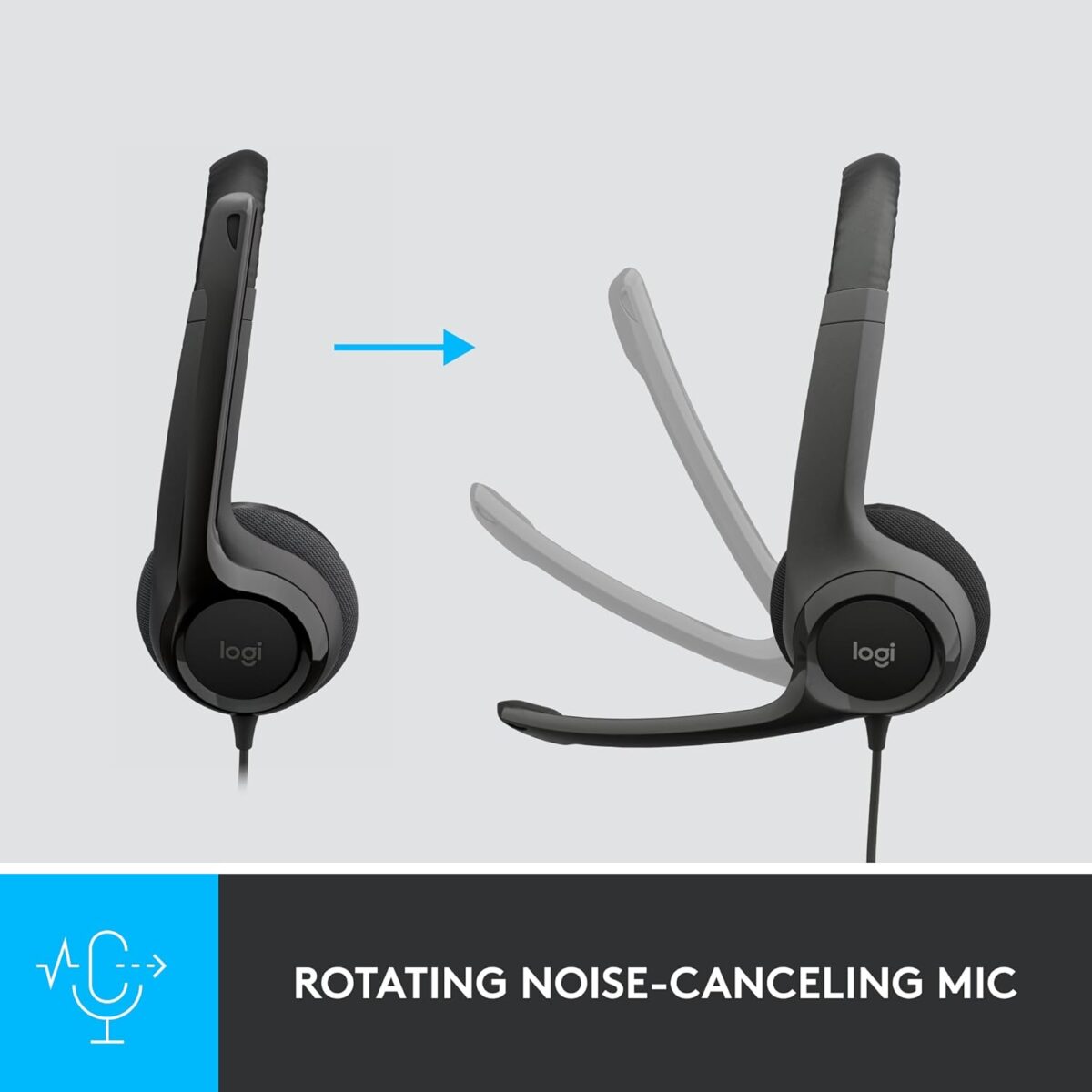 Logitech H390 Wired On Ear Headset for PC/Laptop, Black - Image 2