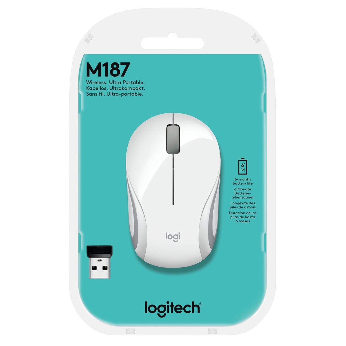 Logitech M187 Ultra Portable Wireless Mouse, White - Image 4