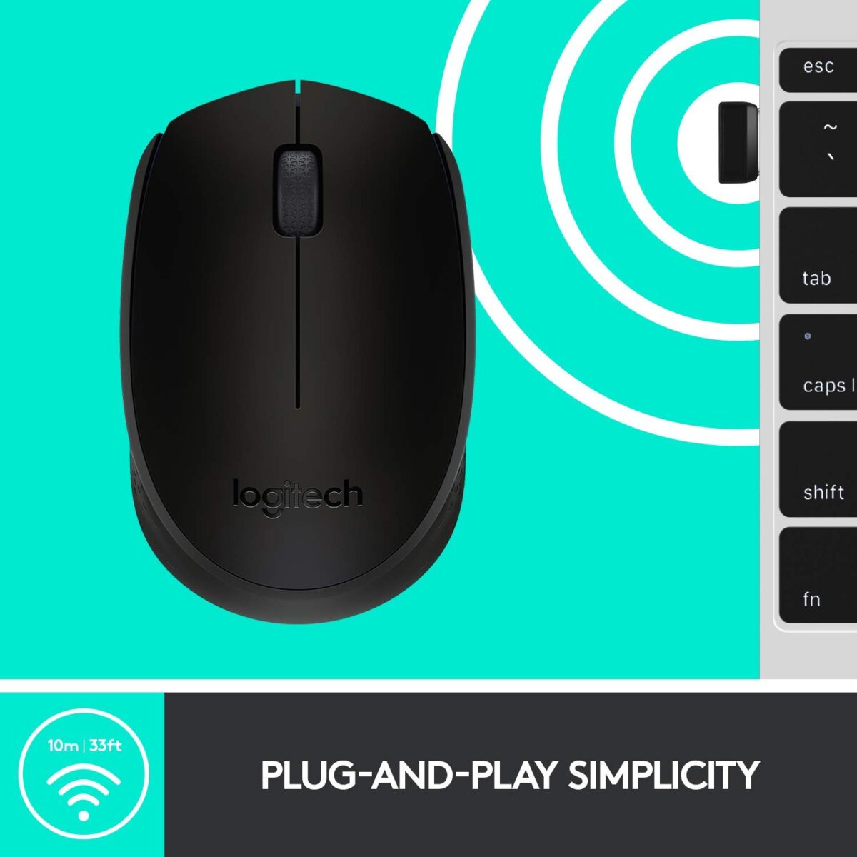 Logitech M171 Wireless Mouse- Black - Image 3