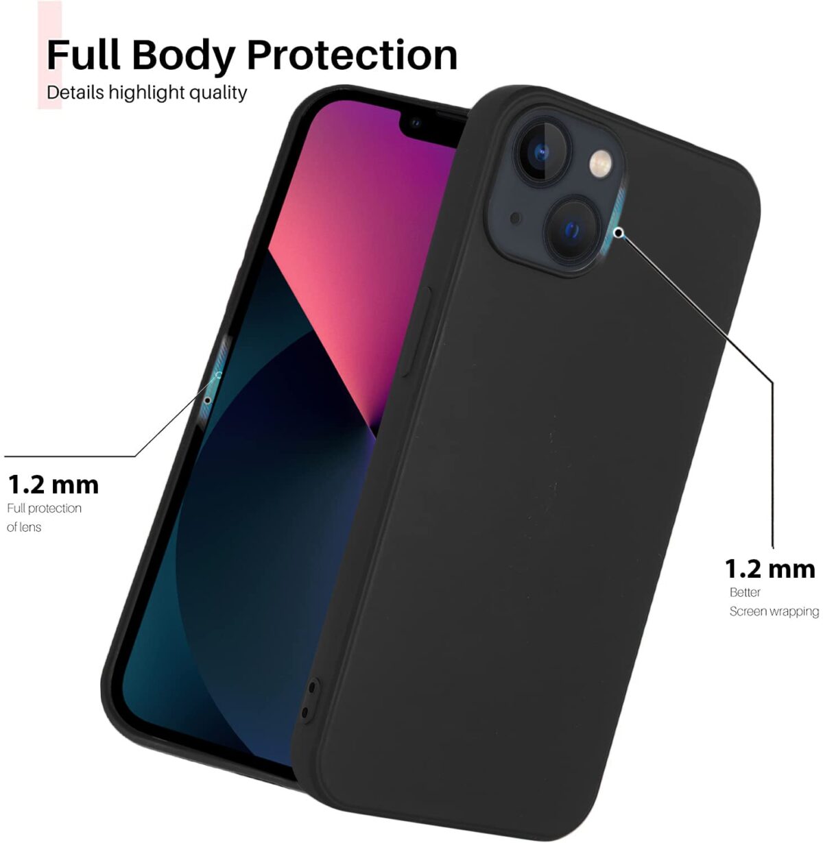 Liquid Silicone Case compatible with iPhone 13, Black - Image 1