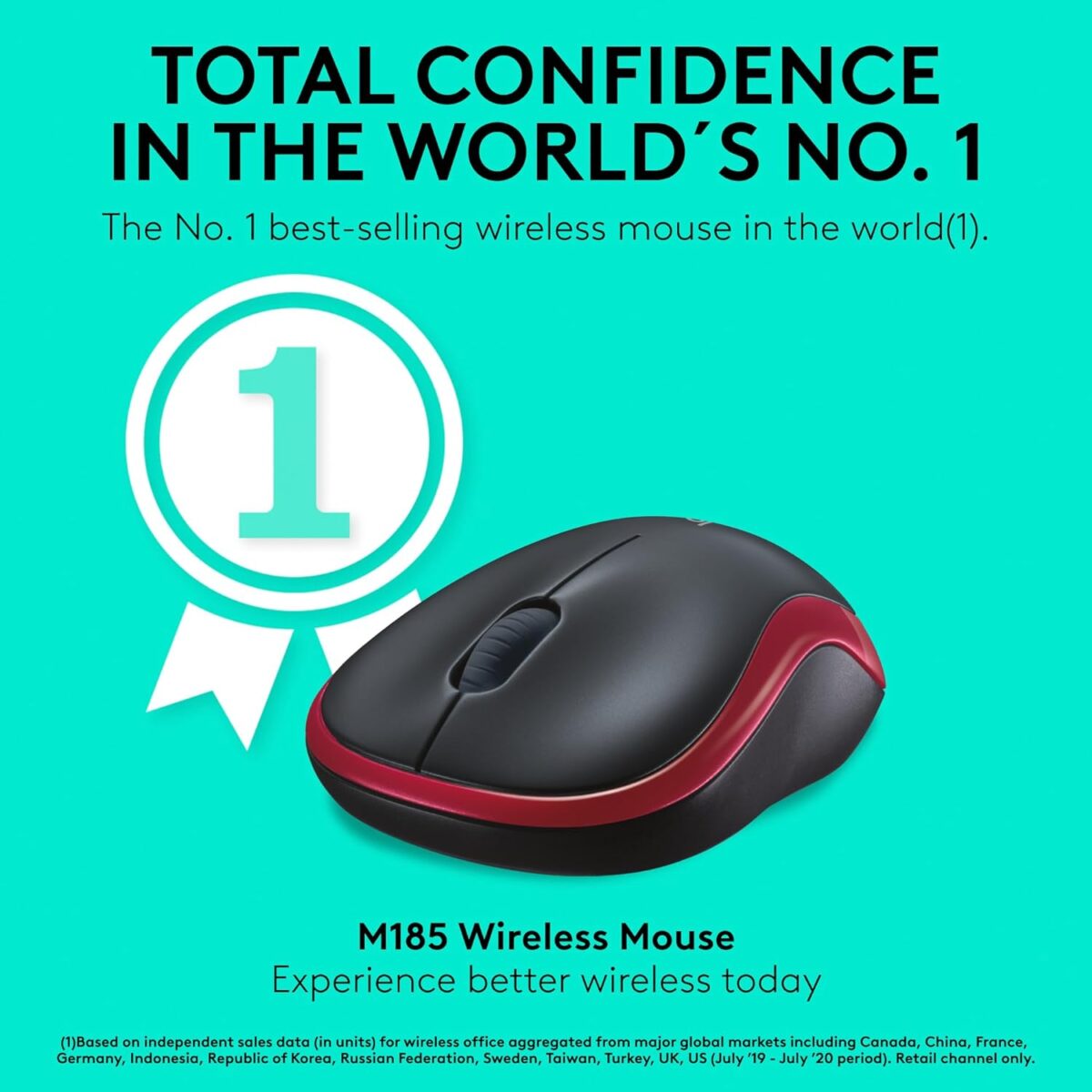 Logitech M185 Wireless USB Mouse, Red - Image 5