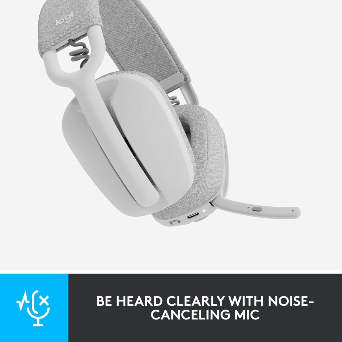 Logitech Zone Vibe 100 Lightweight Wireless Over-Ear Headphones, Offwhite - Image 5