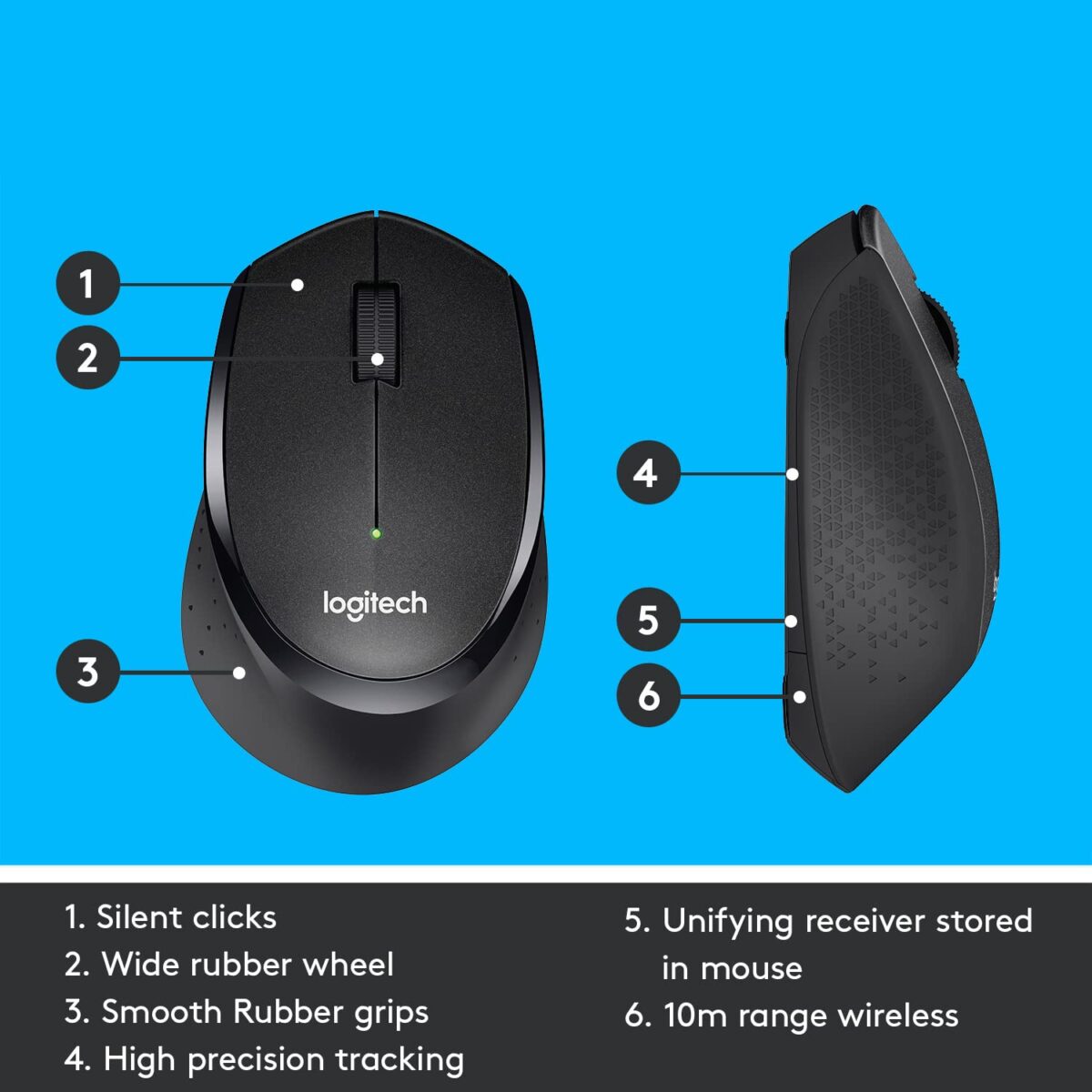 Logitech M331 Silent Plus Wireless Mouse - Black - Image 5