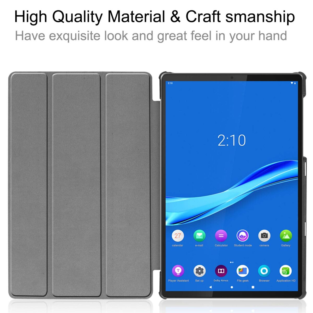 Smart Trifold Hard Back Flip Case Cover for Lenovo Tab M10, Black - Image 5