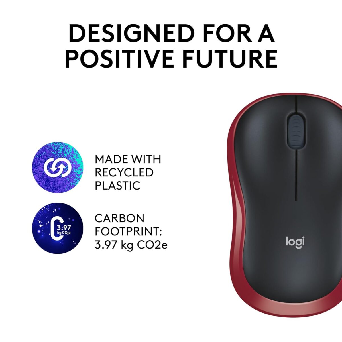 Logitech M185 Wireless USB Mouse, Red - Image 4