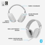 Logitech Zone Vibe 100 Lightweight Wireless Over-Ear Headphones, Offwhite - Image 3