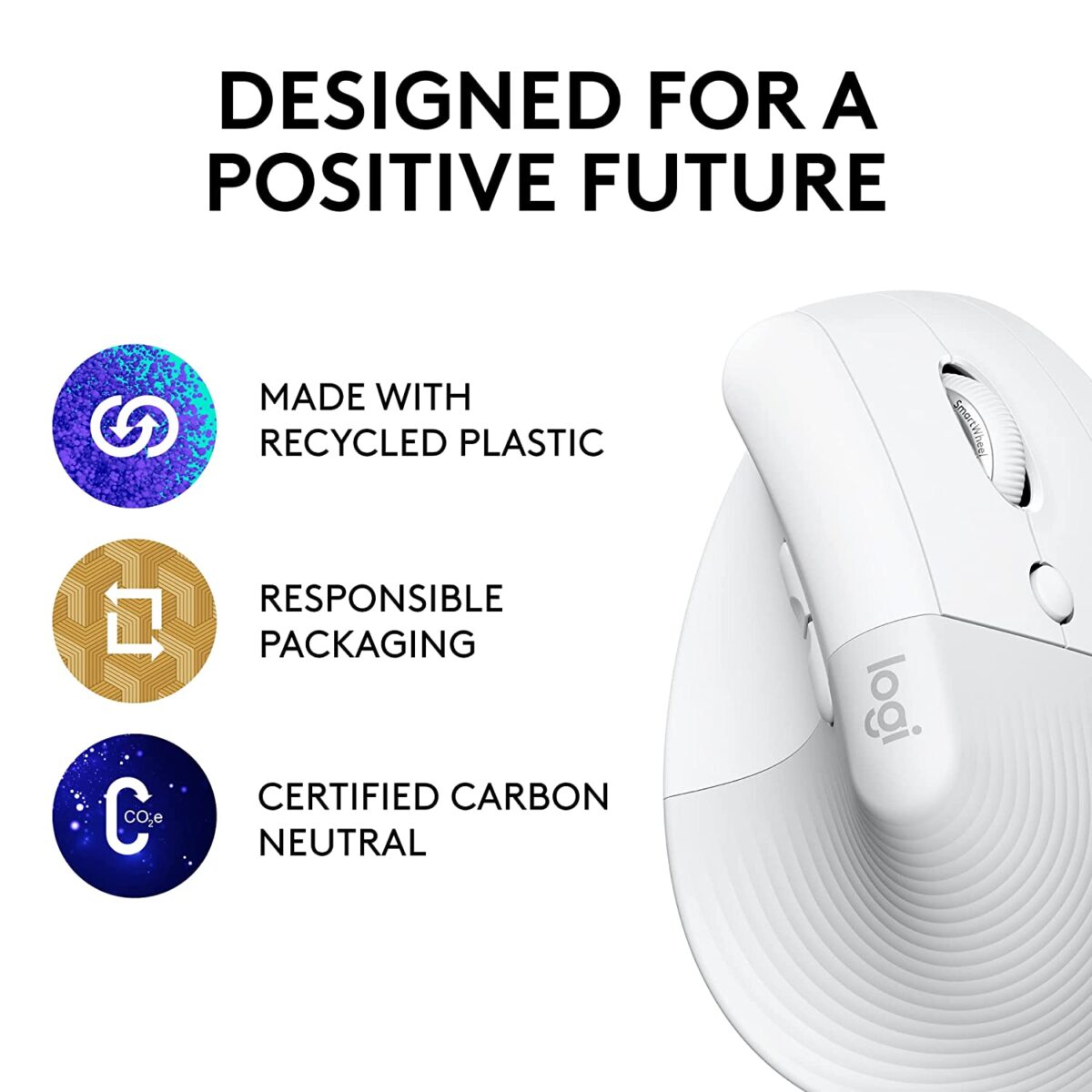Logitech Lift Vertical Ergonomic Mouse- Pale Grey - Image 4