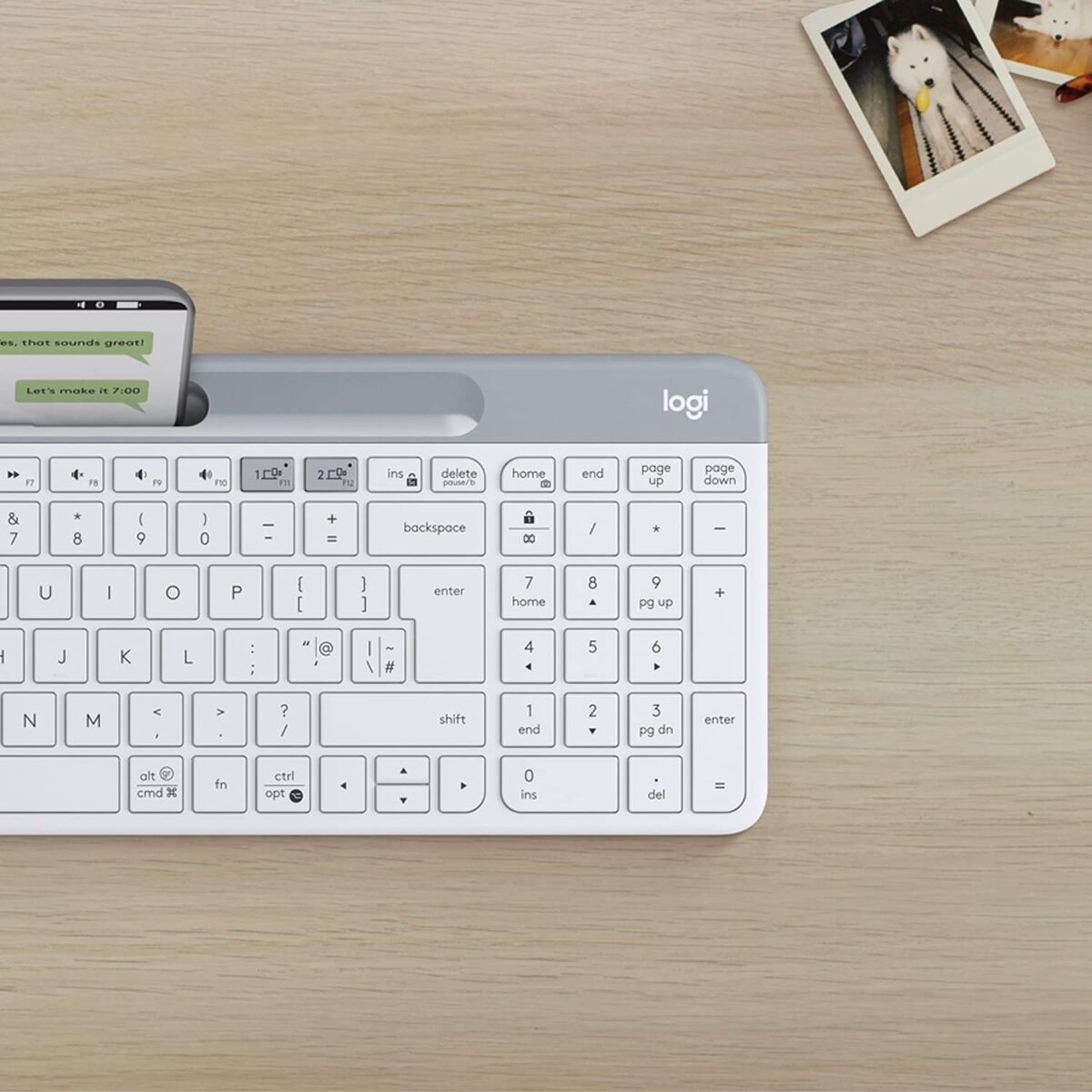 Logitech K580 Slim Multi-Device Wireless Keyboard Bluetooth/Receiver, White - Image 6