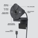 Logitech Brio 300 Full HD Webcam with Privacy Shutter, Graphite - Image 5