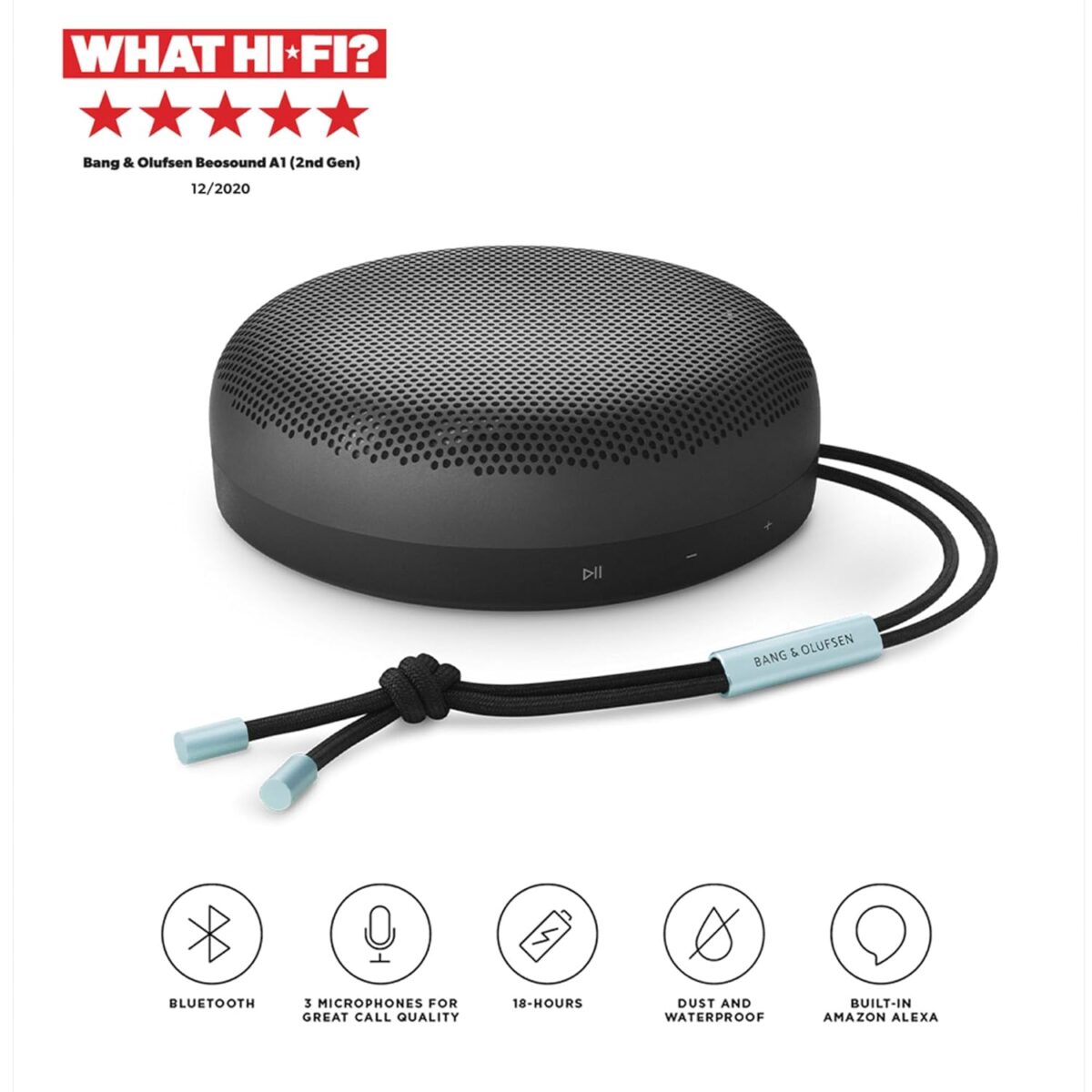 Bang & Olufsen Beosound A1 2nd Gen Portable Wireless Bluetooth Speaker, Anthracite Oxygen - Image 3