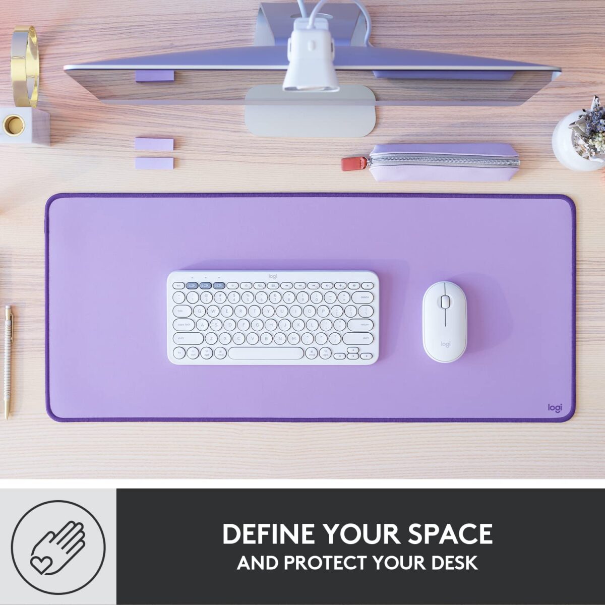 Logitech Desk Mat - Studio Series, Multifunctional Large Desk Pad, Lavender - Image 4