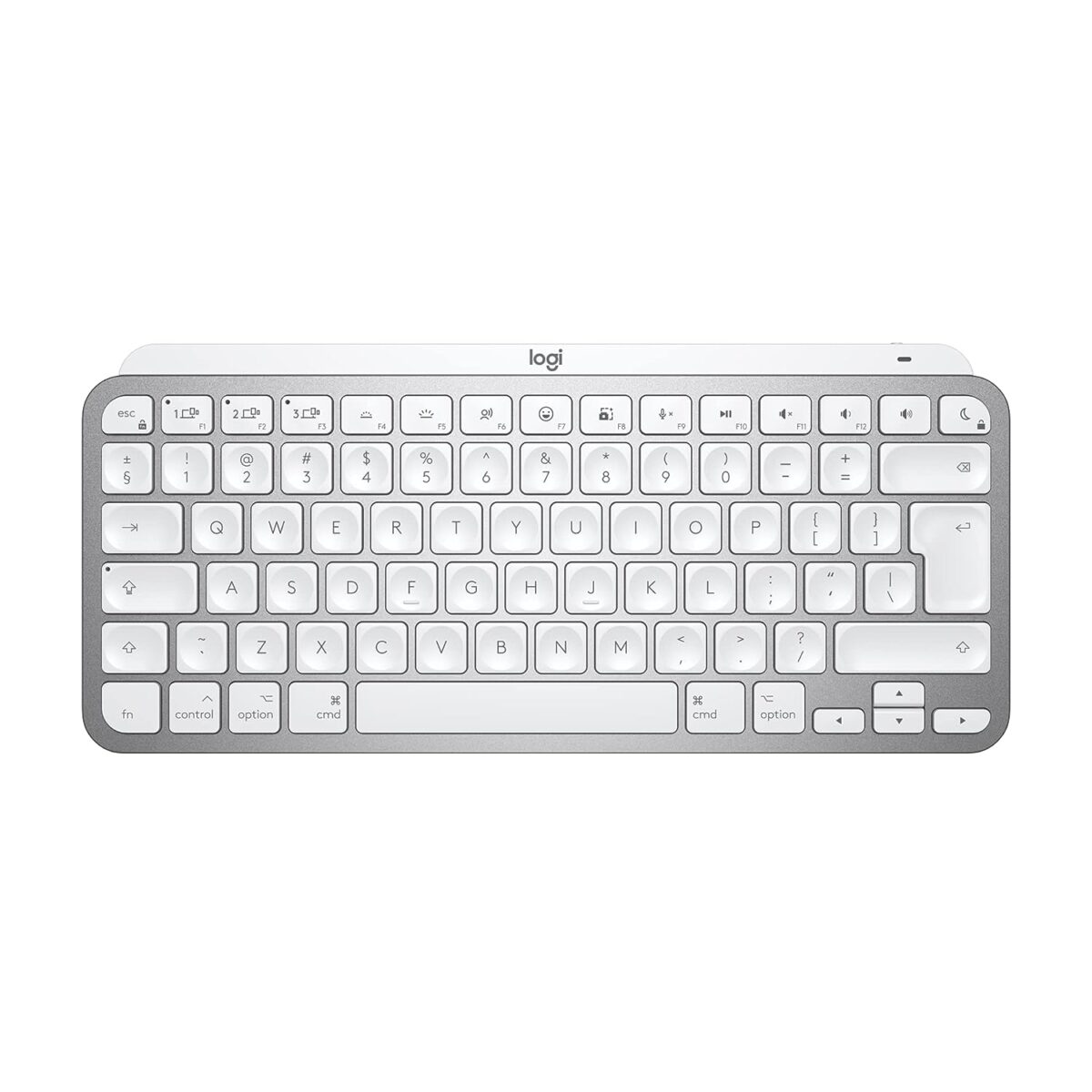 Logitech MX Keys Mini Minimalist Wireless Illuminated Keyboard, Pale Grey - Image 1