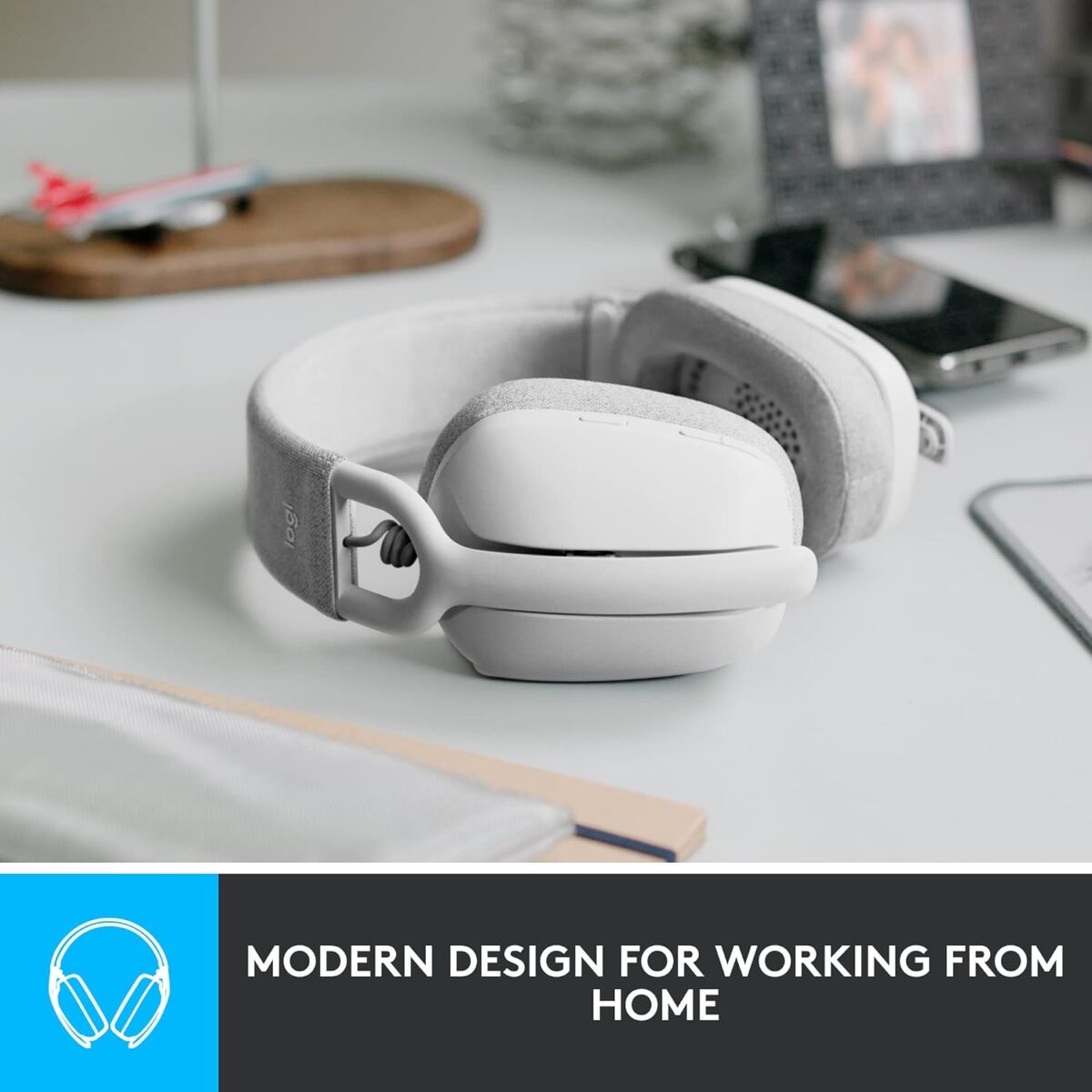 Logitech Zone Vibe 100 Lightweight Wireless Over-Ear Headphones, Offwhite - Image 4