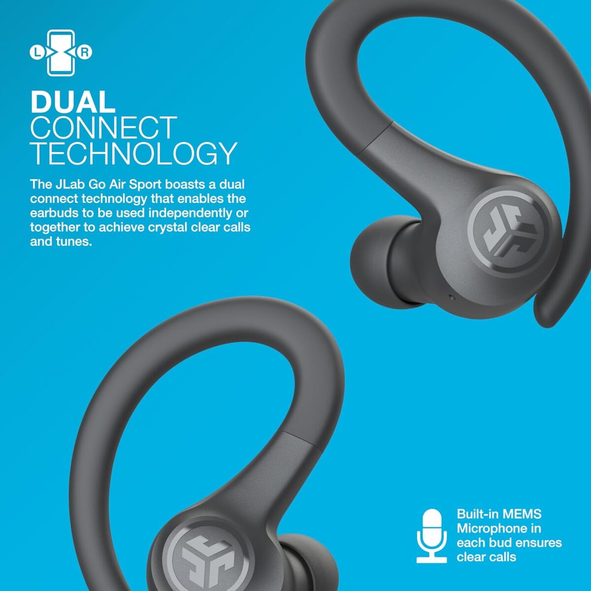 JLab Go Air Sport True Wireless Earbuds, Black - Image 4