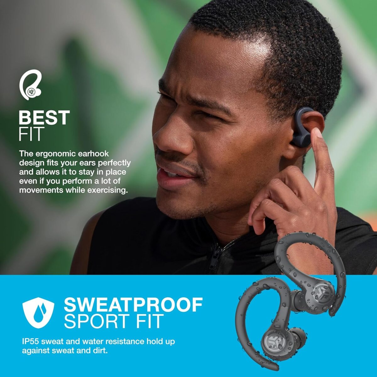 JLab Go Air Sport True Wireless Earbuds, Black - Image 5