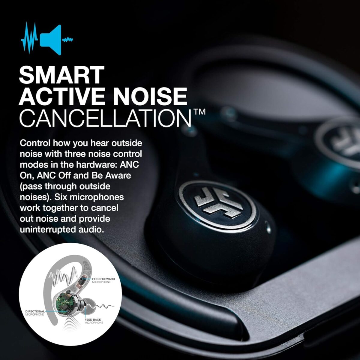 JLab Epic Air Sport ANC True Wireless Bluetooth 5 In Ear Earbuds - Image 3