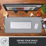 Logitech Desk Mat - Studio Series, Multifunctional Large Desk Pad, Mid Grey - Image 4