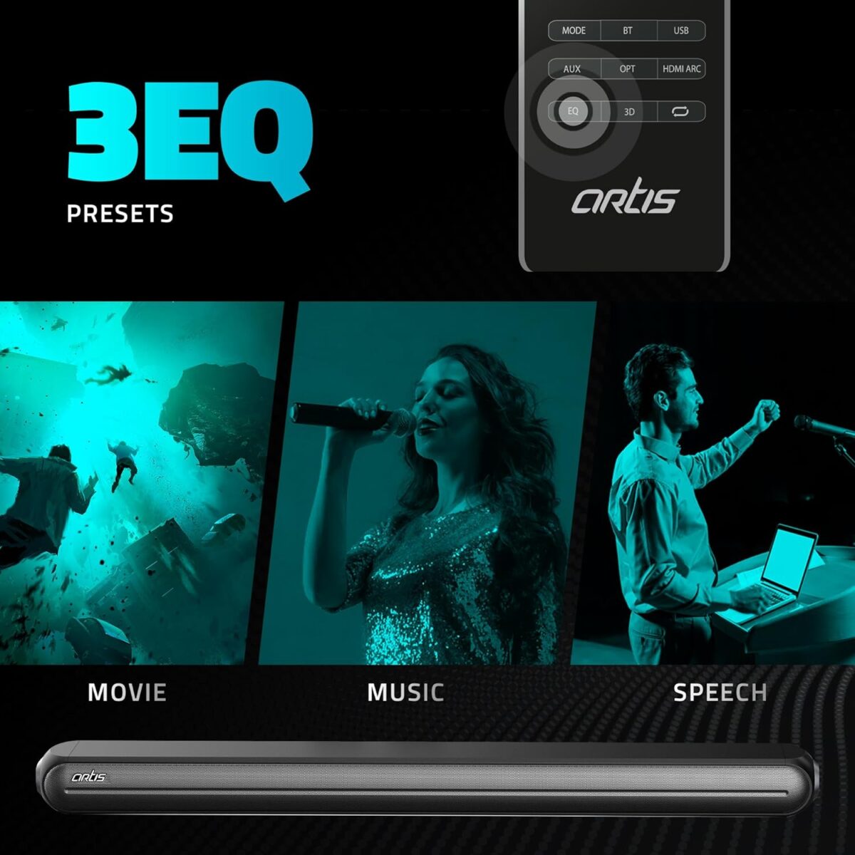 Artis X700 2.1 CH 120 Watts Bluetooth Sound bar with Wired Subwoofer - Image 3