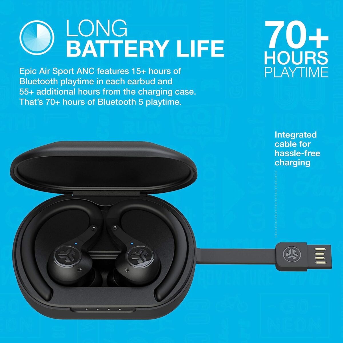JLab Epic Air Sport ANC True Wireless Bluetooth 5 In Ear Earbuds - Image 4