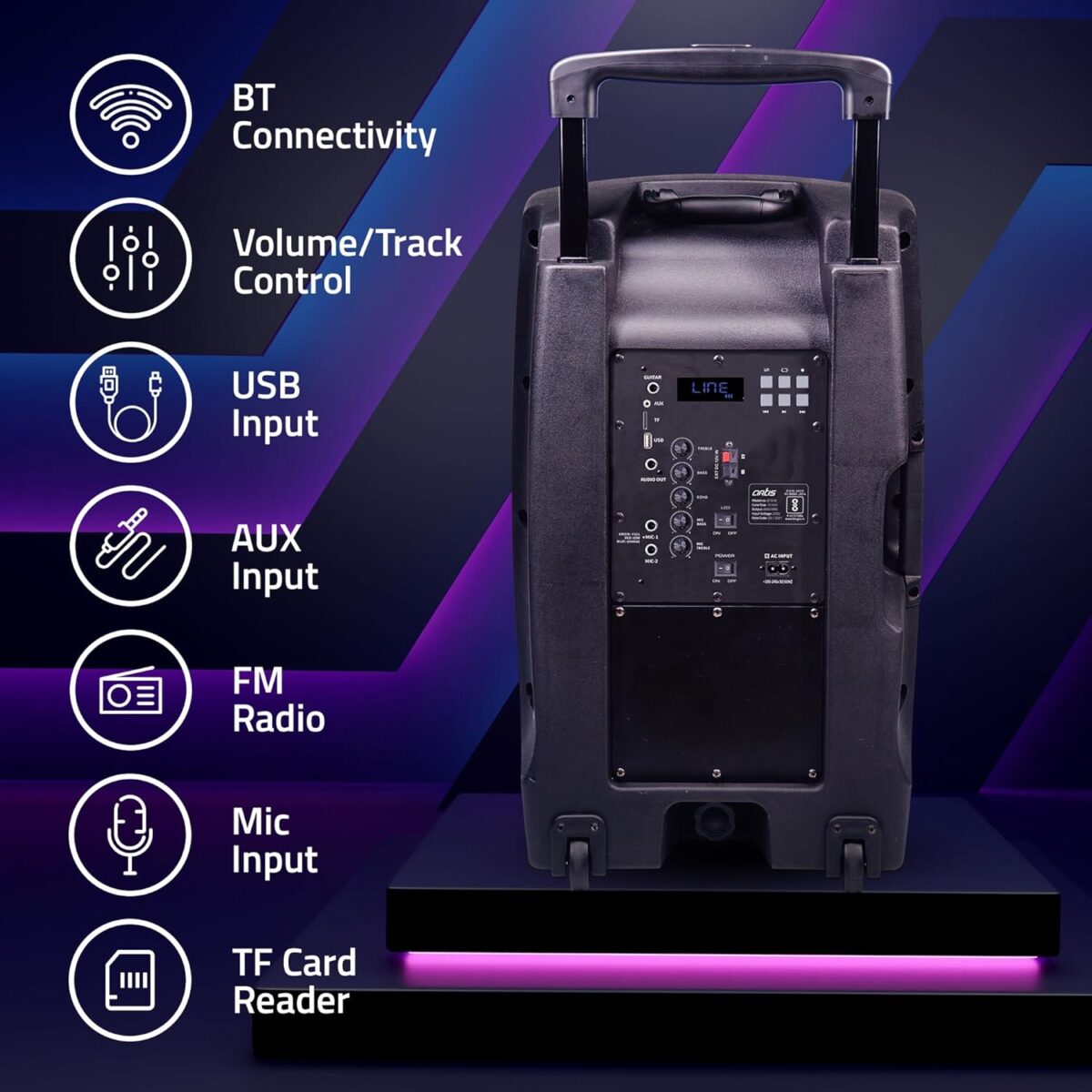 Artis BT918 12 Inch Karaoke Bluetooth PA System Portable Trolley Speaker - Image 4