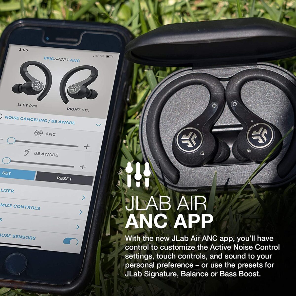 JLab Epic Air Sport ANC True Wireless Bluetooth 5 In Ear Earbuds - Image 5