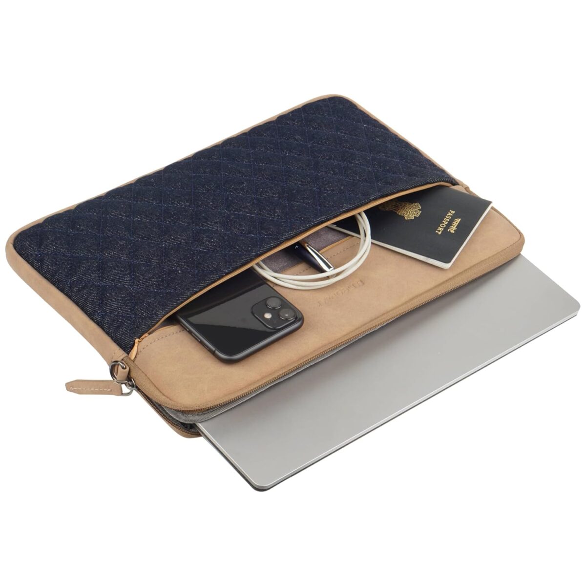 Neopack Stanley Sleeve/Slip Case with Pouch for MacBook -(Denim with Tan) - Image 3