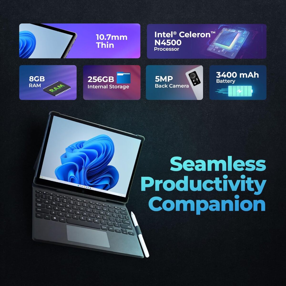 IRA Duo Book 1 11inch 8/256gb SSD Windows 11 with Keyboard - Image 3