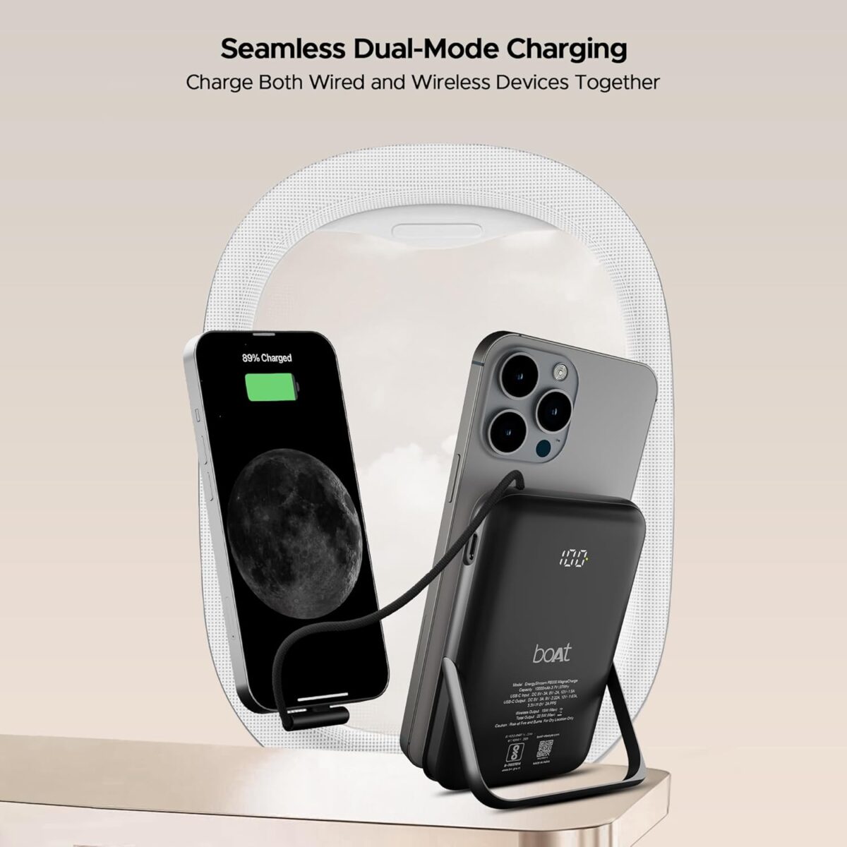 Boat Energyshroom PB330 10000 mAh Magnetic Wireless Power Bank - Image 2