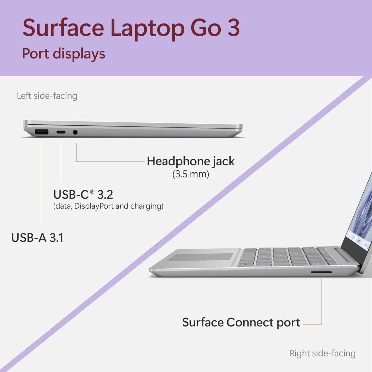 Microsoft Surface Laptop GO 3 Touch Screen 12.4" Inch, i5 /12th Gen Intel Core i5 1235U /8GB RAM /256GB SSD/Windows 11 - Image 2