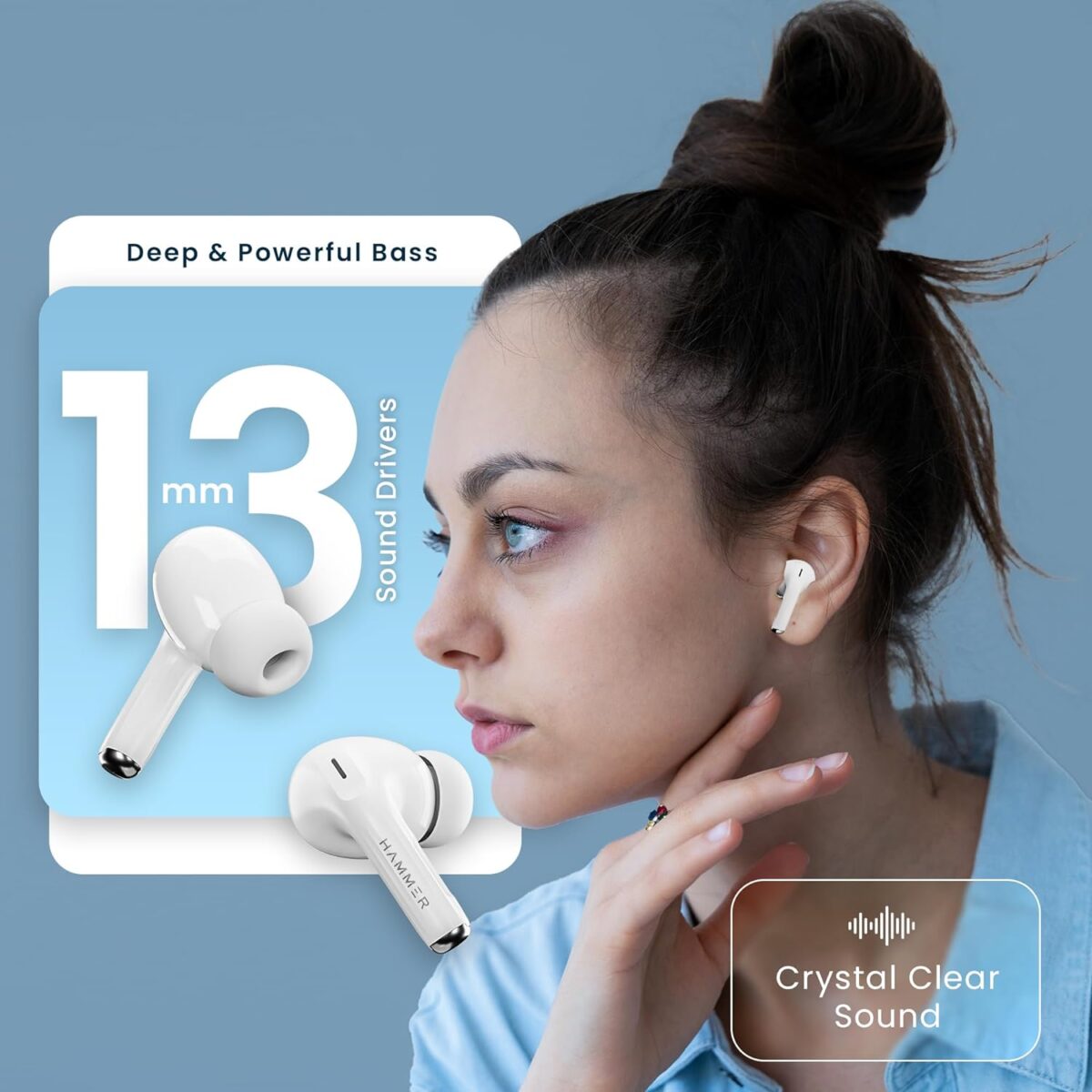 HAMMER Aeromax ANC Bluetooth Earbuds -white - Image 3