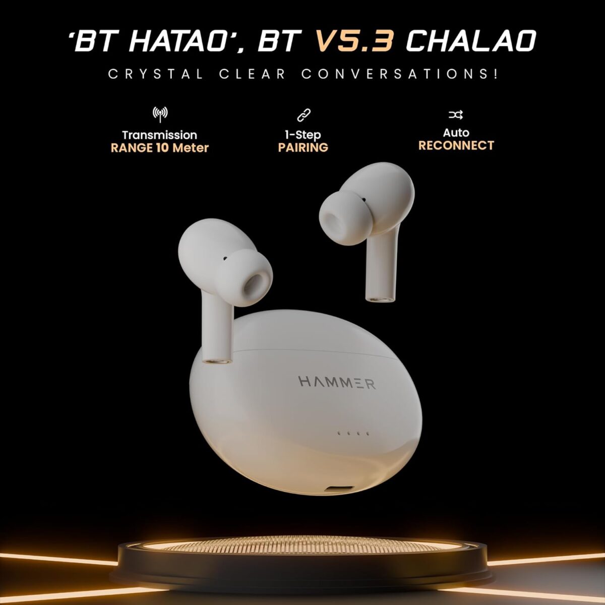 HAMMER Mini Pods True Wireless Earbuds Type-C (White) - Image 3