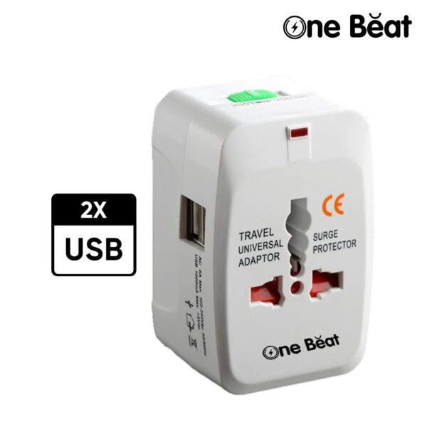 One Beat Worldwide Universal Travel Adapter with USB A Ports - (OB-201000-U )
