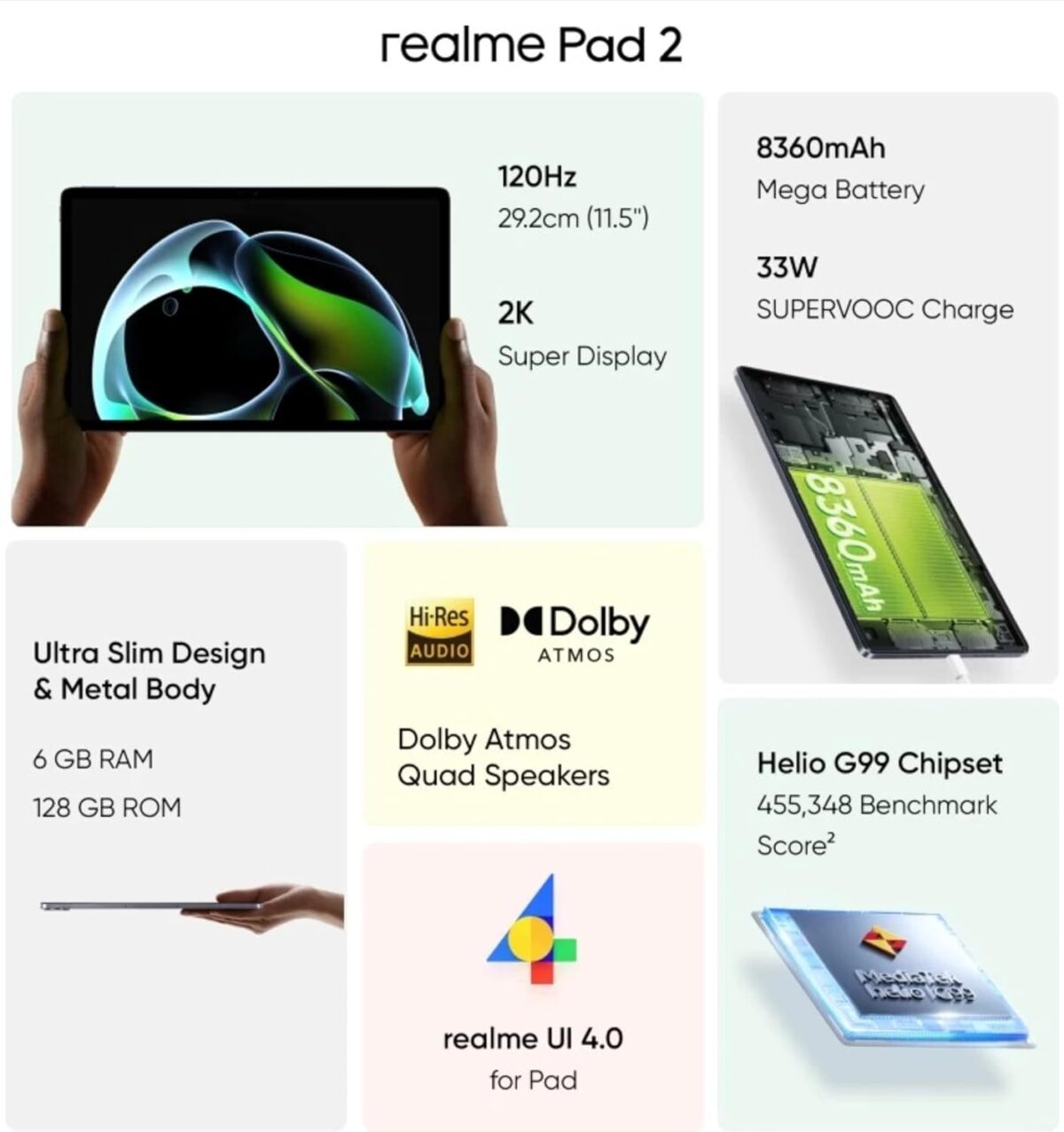 Realme Pad 2 8/256GB Wi-Fi+LTE 4G Only (Grey) - Image 4
