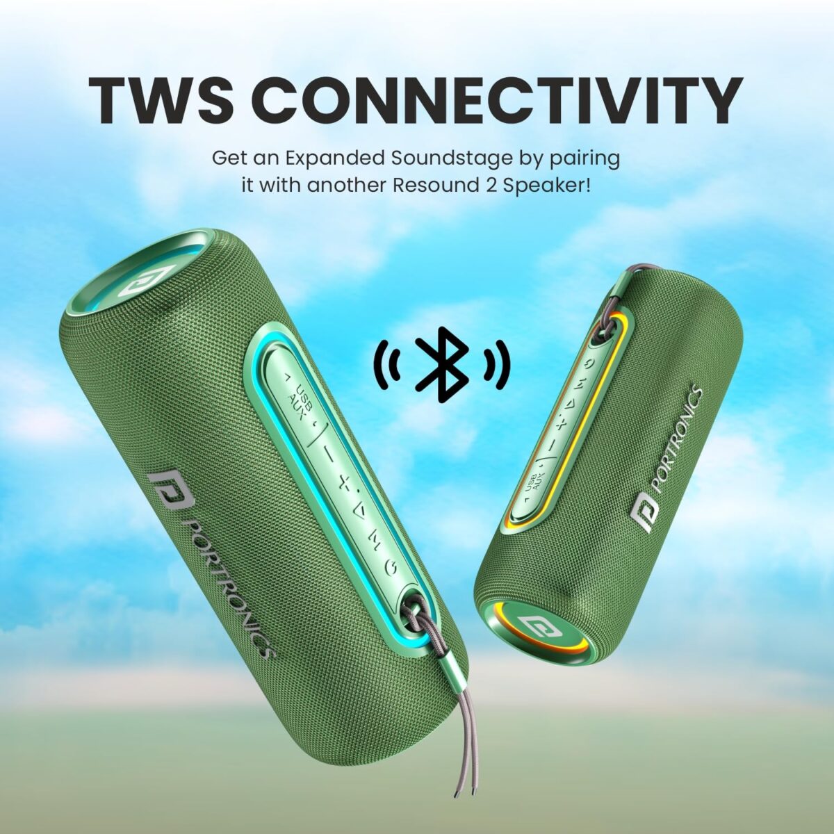 Portronics Resound 2 Bluetooth Speaker-green - Image 2