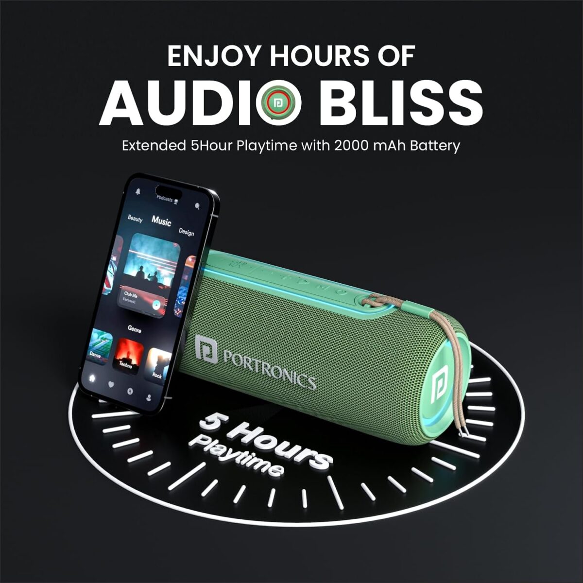 Portronics Resound 2 Bluetooth Speaker-green - Image 3