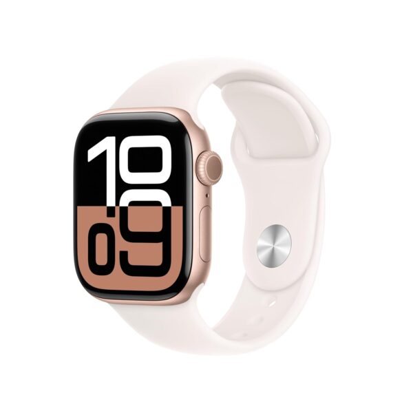 Apple Watch Series 10 [GPS 42 mm] Smartwatch with Rose Gold Aluminium Case with Light Blush Sport Band