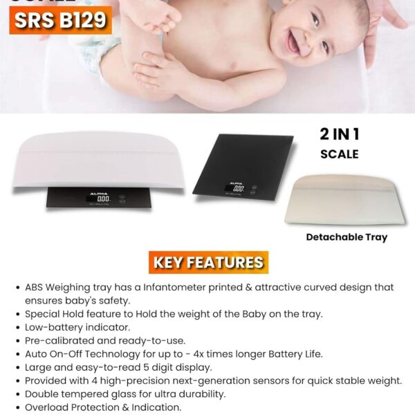 Alpha Scales SRSB129 - 3 in 1 Digital Baby Weighing Scales