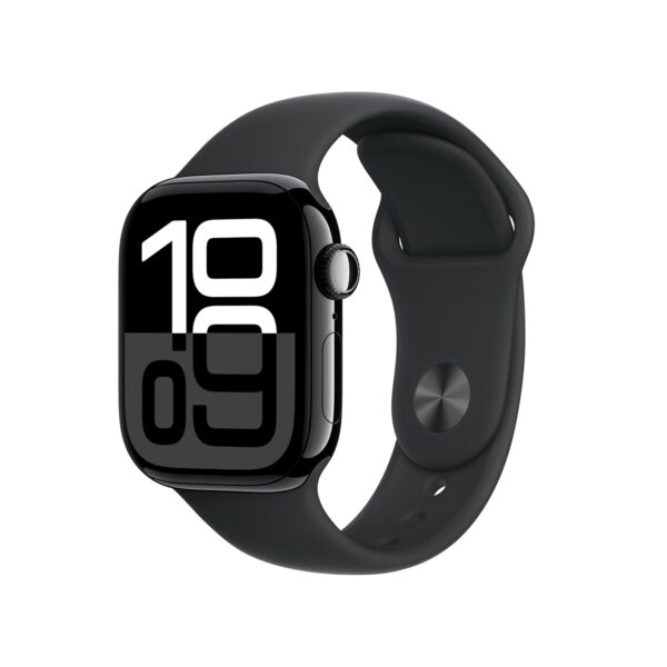 Apple Watch Series 10 [GPS 42 mm] with Jet Black Aluminium Case with Black Sport Band