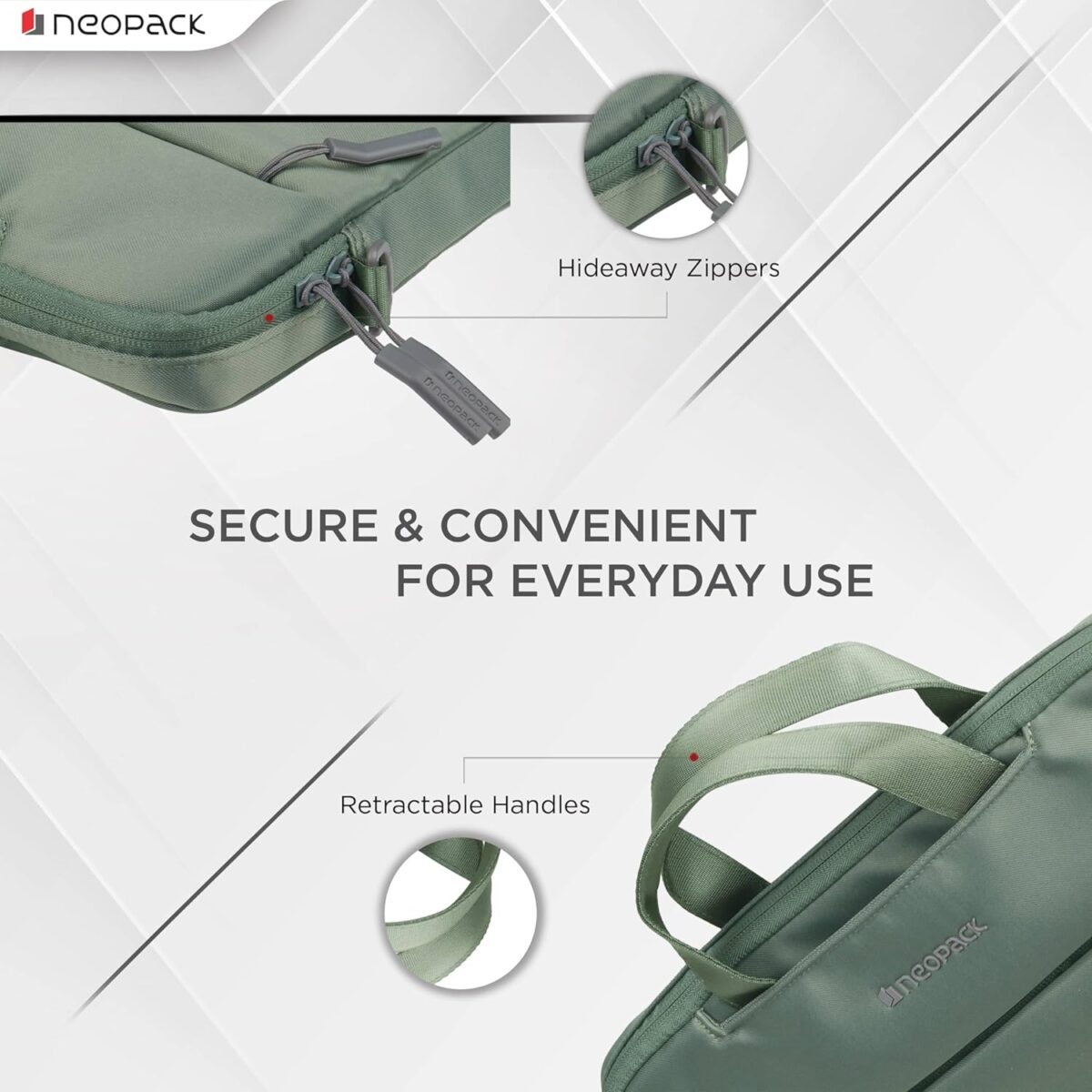 Neopack Sling Sleeve Slim Laptop Bag- (Green) - Image 4