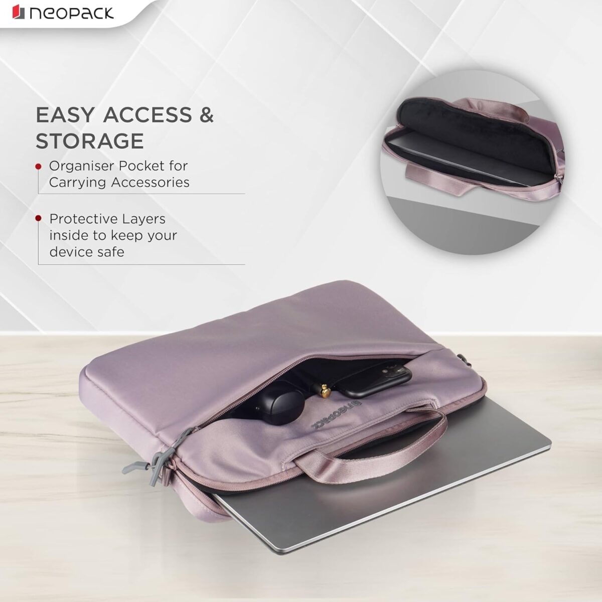 Neopack Sling Sleeve Slim Laptop Bag-PINK - Image 4